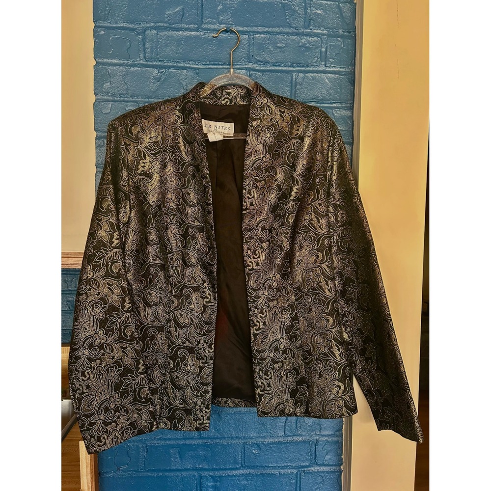 Vintage‎ J.R. Nites Caliendo Blazer Metallic Floral Occasion Jacket Size 8